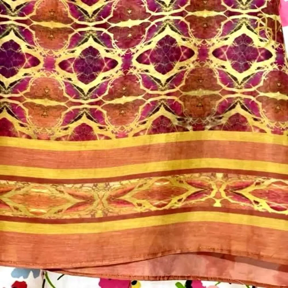 Brocade geometric kaleidoscope print damask bohemian pattern silk 70 X 50
